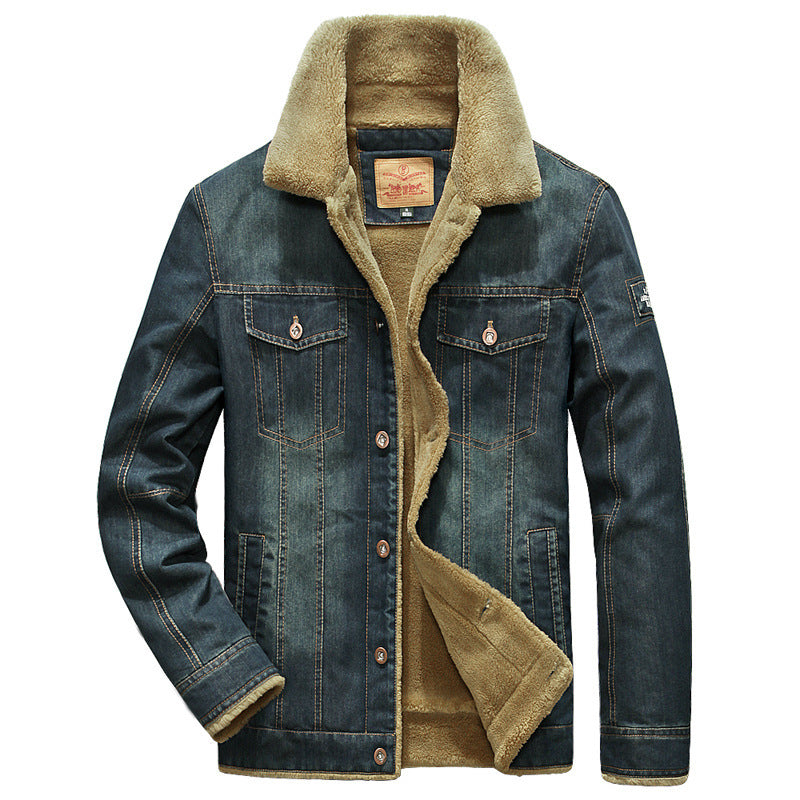 Winter Denim Jacket Men'S Denim Jacket Style Fashion Casual Plus Size Plus Velvet Coat Cotton Coat
