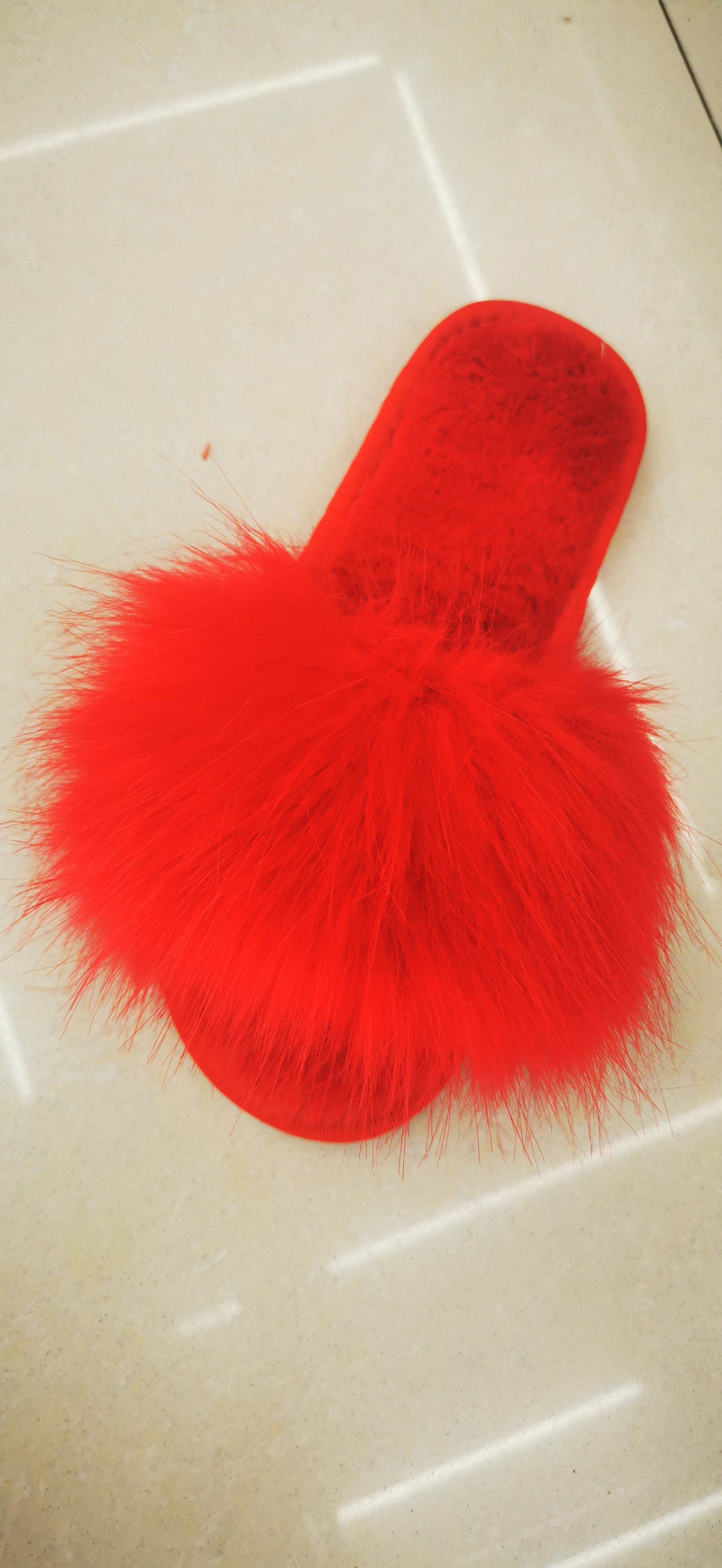 Solid Color One-Word Plush Slippers Women Winter Home Interior Floor Mopping Flat Bottom To Keep Warm Open-Toed Plush Slippers