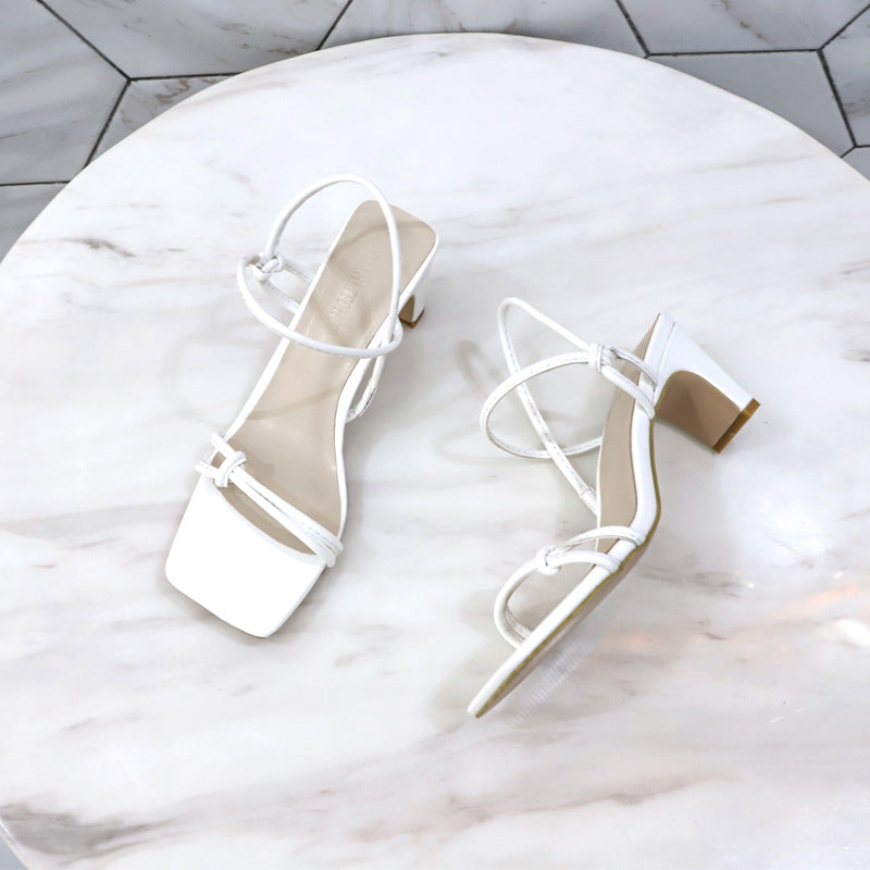 Summer New Style Two-Wear Fashion Simple Personality Trend With A Small Square Head Thick High-Heeled Fashion Women's Sandals And Slippers