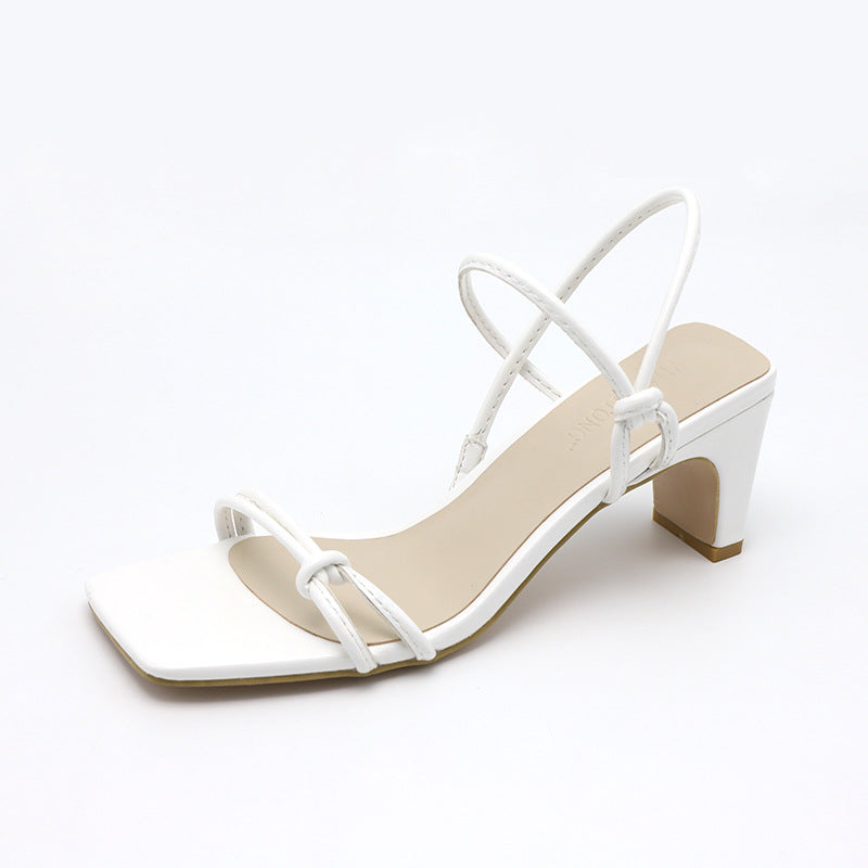 Summer New Style Two-Wear Fashion Simple Personality Trend With A Small Square Head Thick High-Heeled Fashion Women's Sandals And Slippers