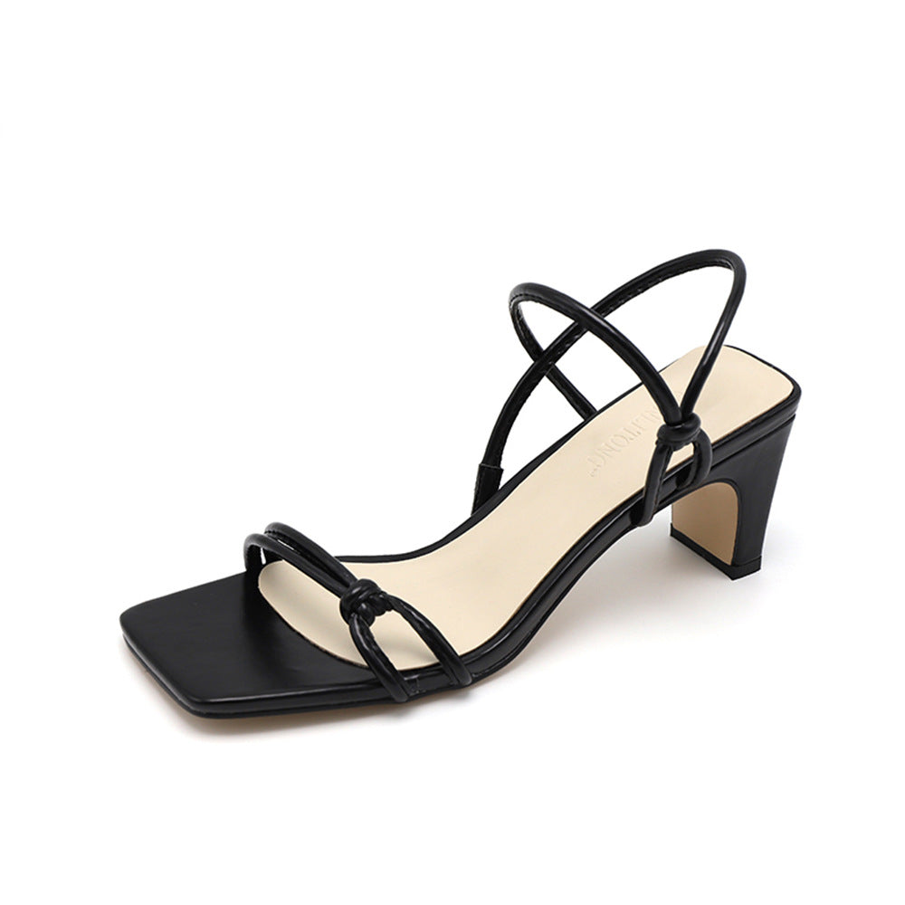Summer New Style Two-Wear Fashion Simple Personality Trend With A Small Square Head Thick High-Heeled Fashion Women's Sandals And Slippers