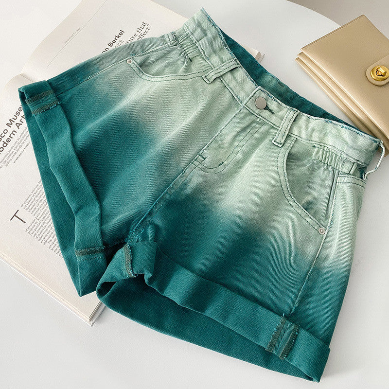 High-waisted A-line Version Slim Trendy Gradient Trousers