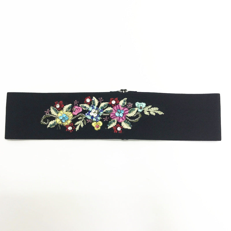 Embroidered Ladies Waist Flower-Shaped Decorative Buckle All-Match Single Loop Weaving