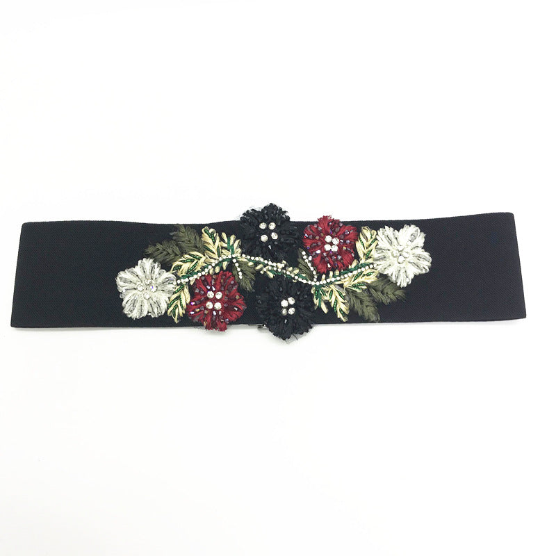 Embroidered Ladies Waist Flower-Shaped Decorative Buckle All-Match Single Loop Weaving