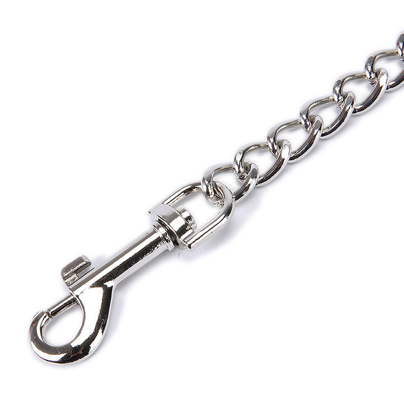 Chrome-Plated Alloy Pet Dog Collar Pet Dog Collar Iron Chain One For Two Double Traction Rope