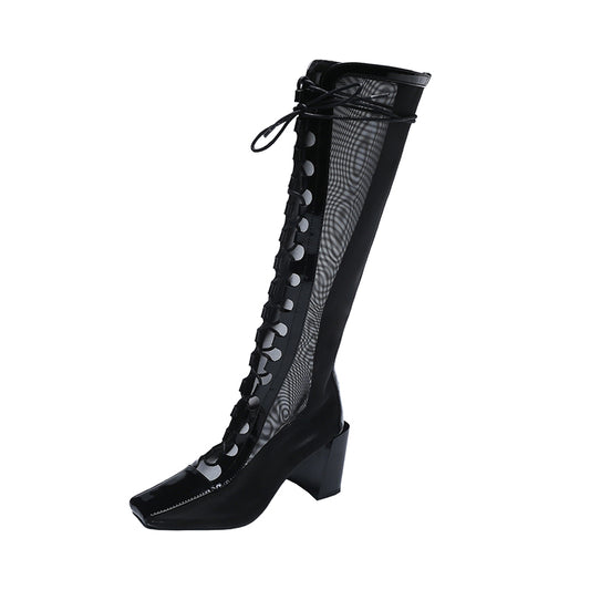 Long Boots Women'S Ins Trendy Breathable Thick Heel Casual But Knee Boots