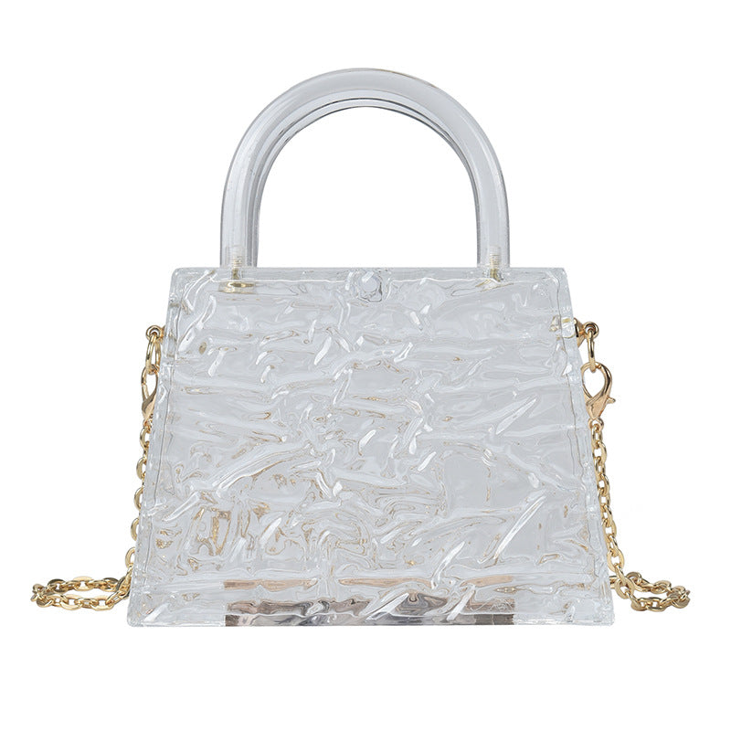 Ice Cracked Transparent Acrylic Portable Messenger Jelly Bag