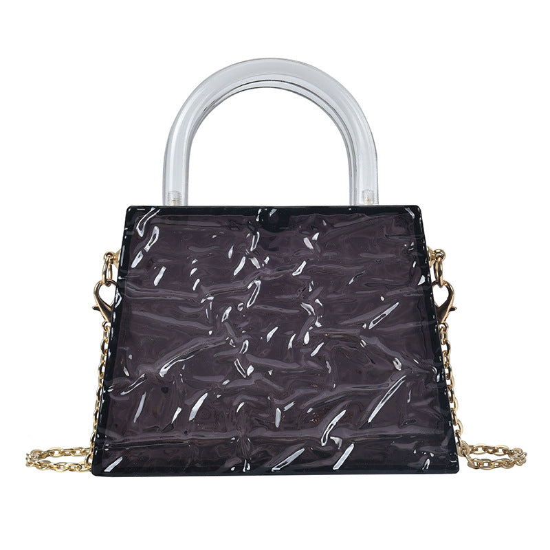 Ice Cracked Transparent Acrylic Portable Messenger Jelly Bag