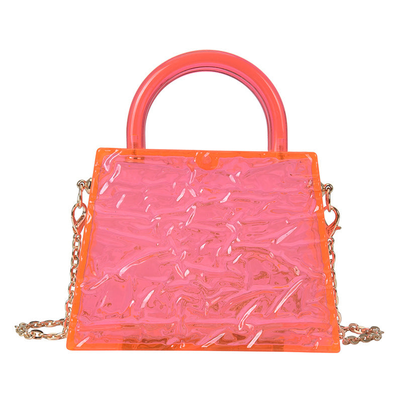 Ice Cracked Transparent Acrylic Portable Messenger Jelly Bag