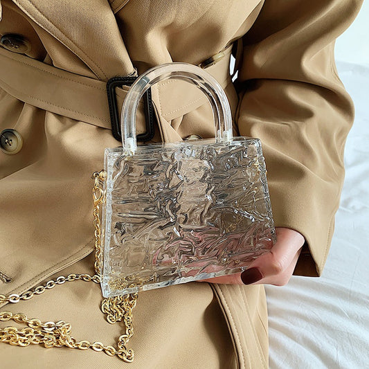 Ice Cracked Transparent Acrylic Portable Messenger Jelly Bag