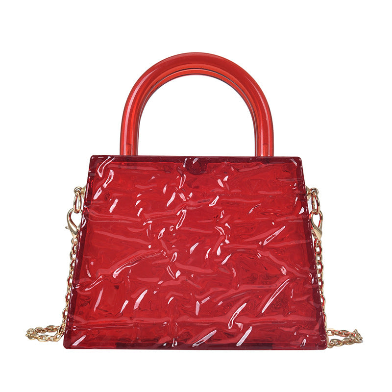 Ice Cracked Transparent Acrylic Portable Messenger Jelly Bag
