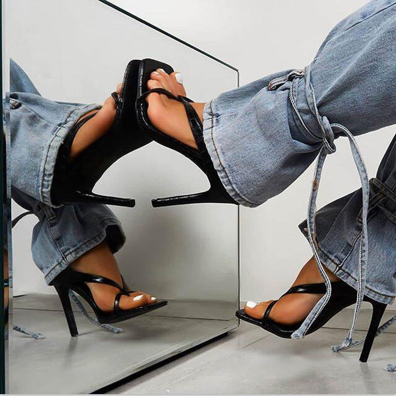 Flip-Flops Square Toe Stiletto Sandals Women