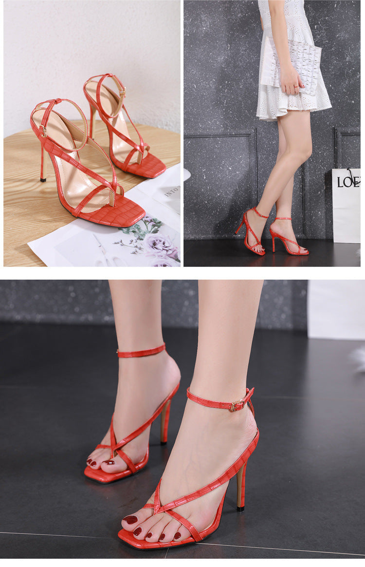 Flip-Flops Square Toe Stiletto Sandals Women