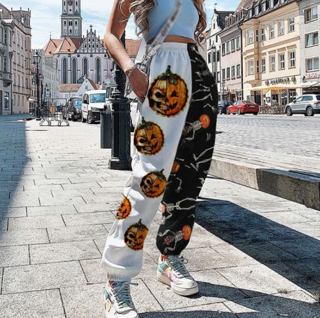 Printed Bouquet Feet Lace-Up Trousers Sweatpants