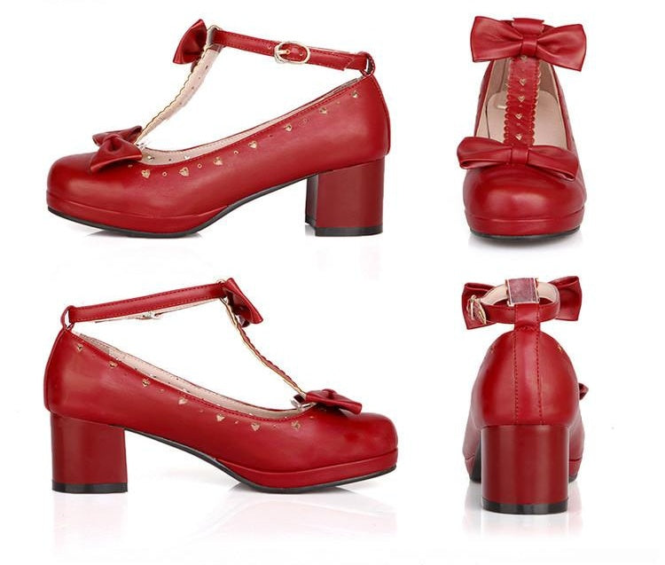 Bowknot comfortable square heel mid-heel size shoes