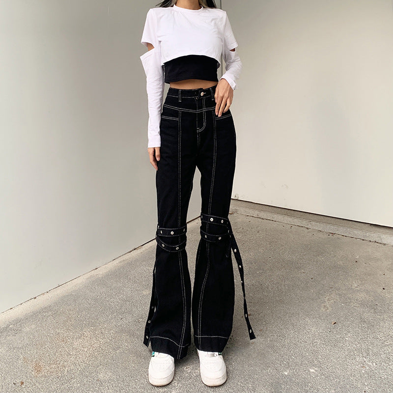 Slim Trousers Street Streamer Casual Jeans