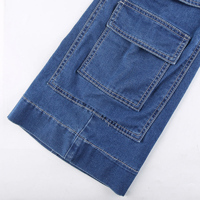 Women's High-waist Casual Trousers With Pocket Drape Bootcut Jeans