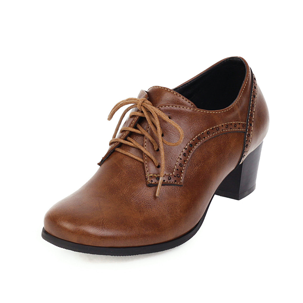 Women'S Shoes Foreign Trade Retro Mid-Heeled Single Shoes Flat Head