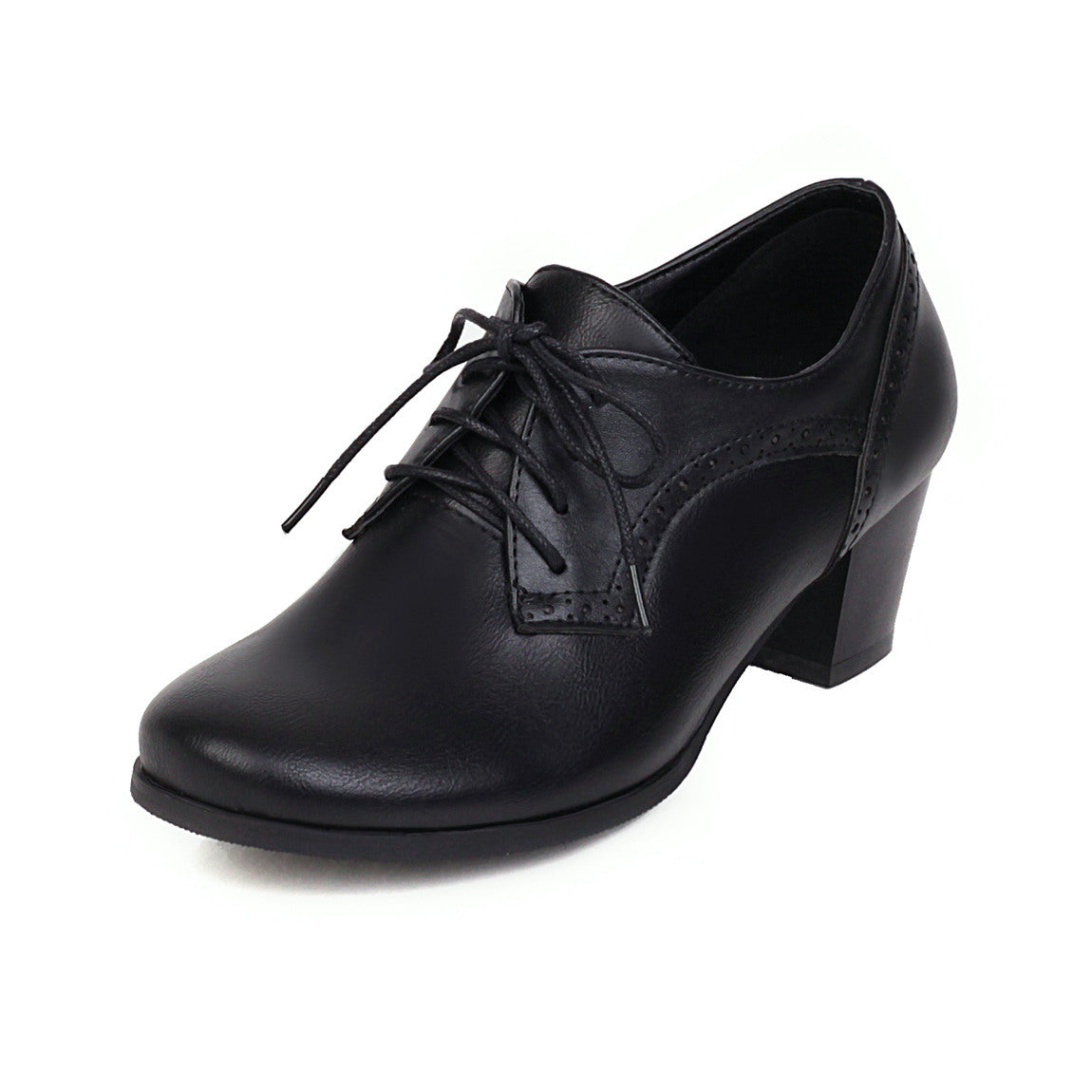 Women'S Shoes Foreign Trade Retro Mid-Heeled Single Shoes Flat Head
