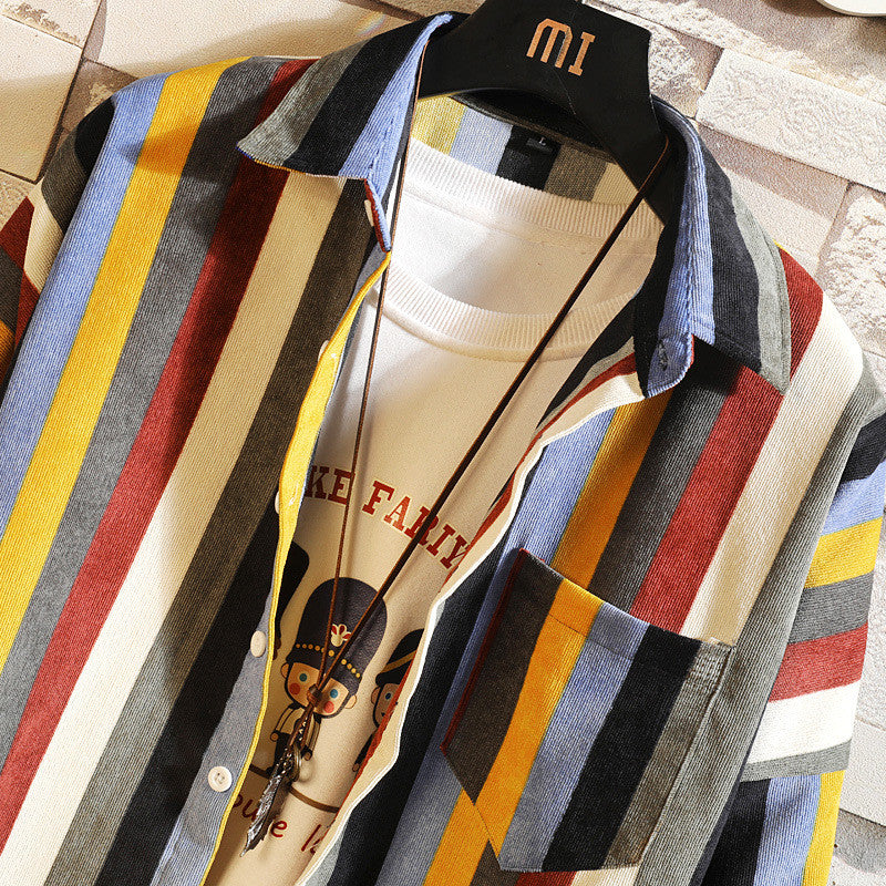 Striped Casual Long-sleeved Wild Youth Hip-hop Top