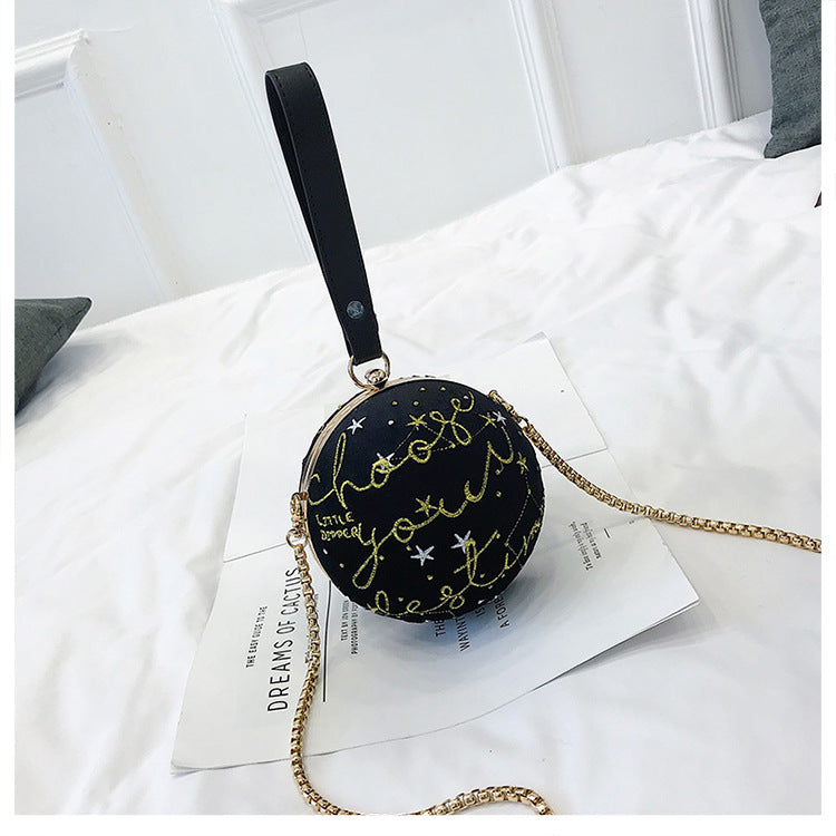 Foreign Trade All-Match Small Round Bag New Hand Bag Korean Fashion Trendy Chain Shoulder Bag Messenger Bag Female Bag