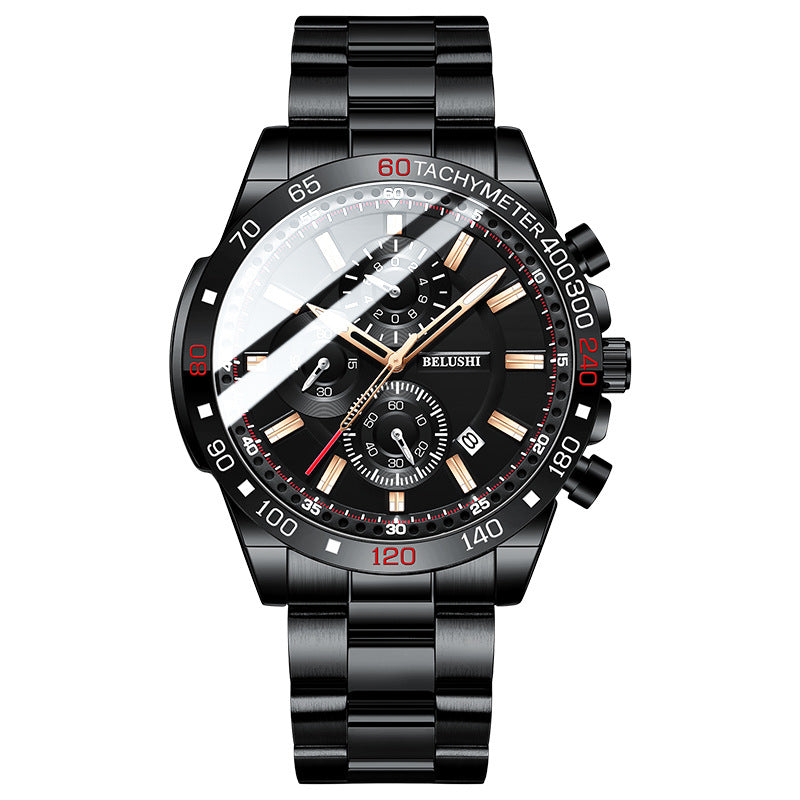 Multifunctional Men's Business Solid Strap Watch Men's Watch Fashion Luminous Watch