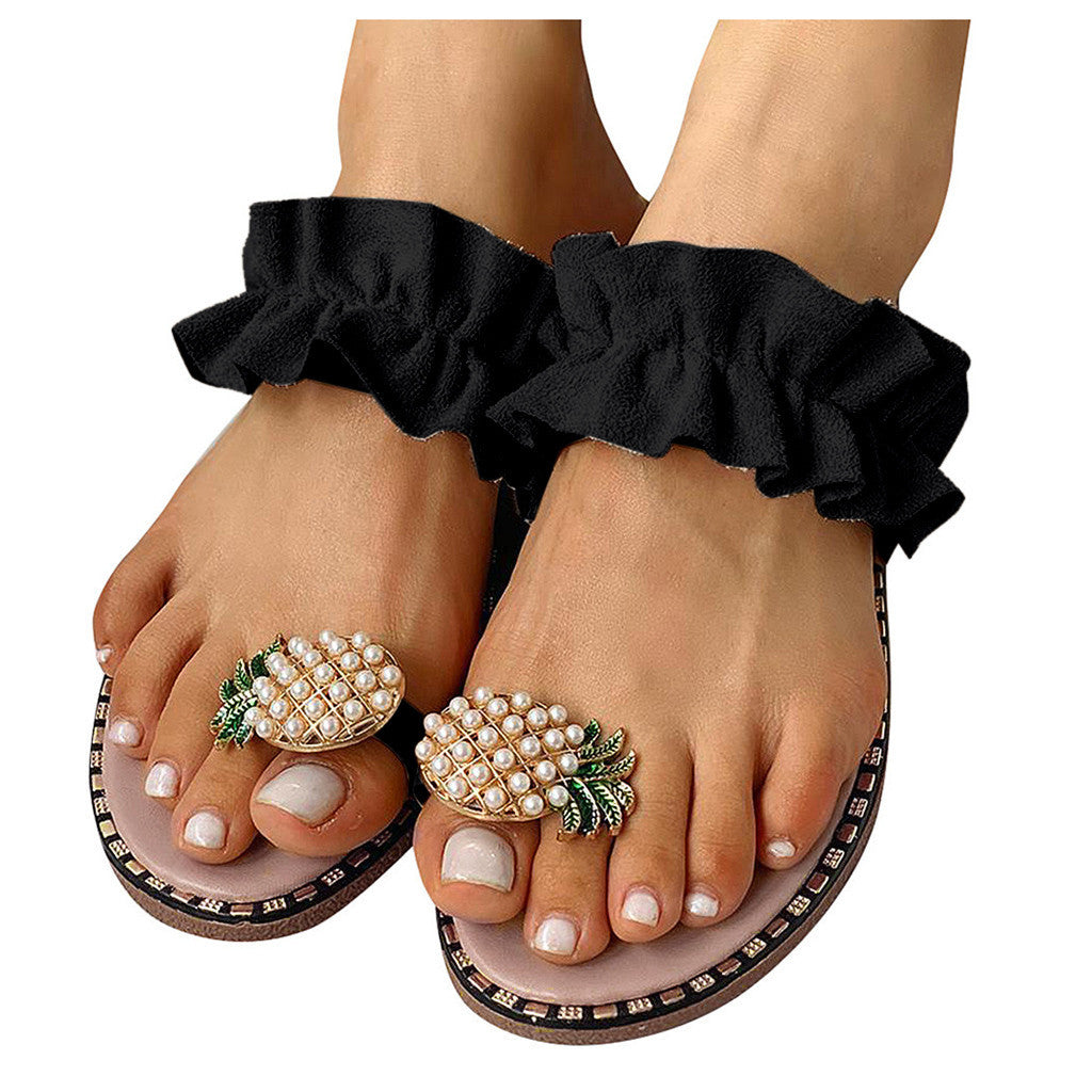 Casual Flat Bottom Large Size Net Red Lotus Leaf Girl Heart