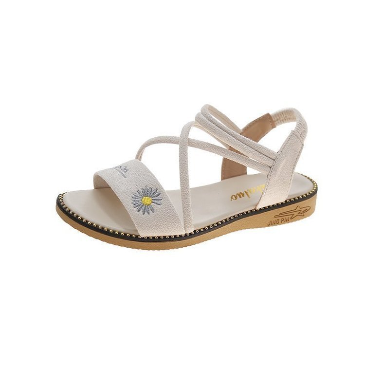 New Korean Style Flat Daisy Small Cross Strap Roman Sandals