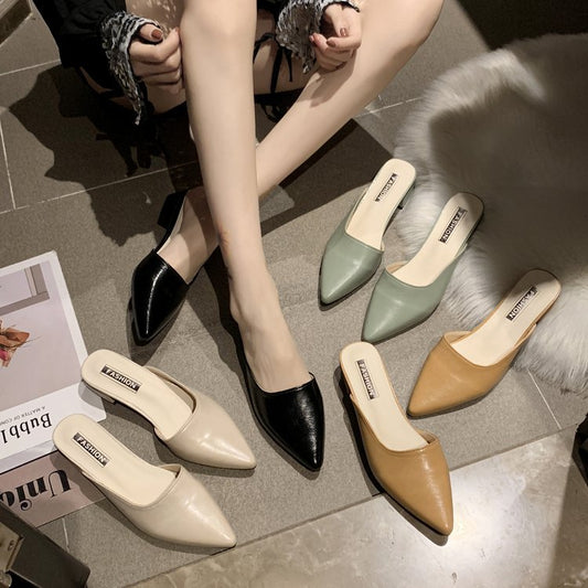 Half Slippers Female Pointed Toe With Breathable