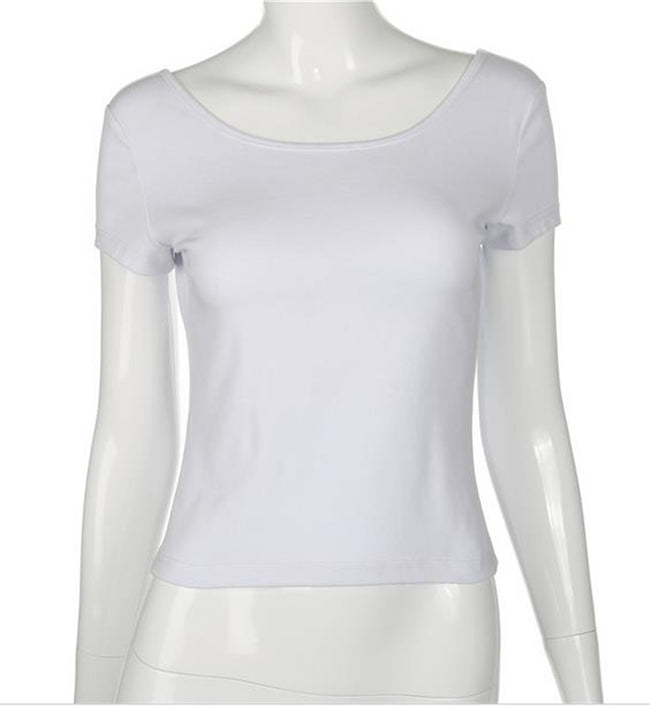Ladies Short Sleeve T Solid Color Short Sleeve New Sexy Hollow