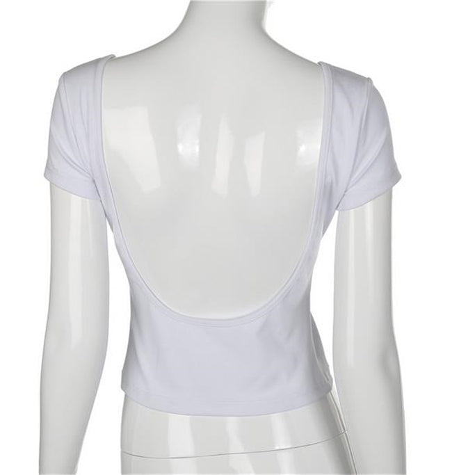 Ladies Short Sleeve T Solid Color Short Sleeve New Sexy Hollow