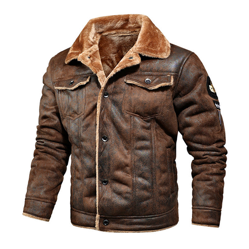 Single-Breasted Side Seam Slot Pocket Lapel Casual Faux Fur