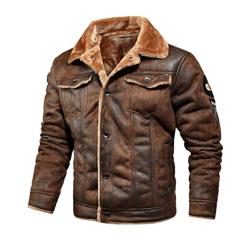 Single-Breasted Side Seam Slot Pocket Lapel Casual Faux Fur