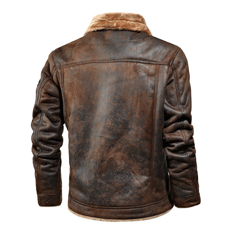 Single-Breasted Side Seam Slot Pocket Lapel Casual Faux Fur