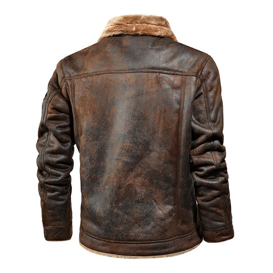 Single-Breasted Side Seam Slot Pocket Lapel Casual Faux Fur