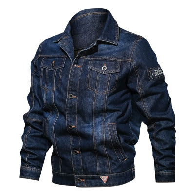 Men'S Denim Jacket Large Size Multi-Pocket Lapel Jacket