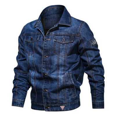 Men'S Denim Jacket Large Size Multi-Pocket Lapel Jacket