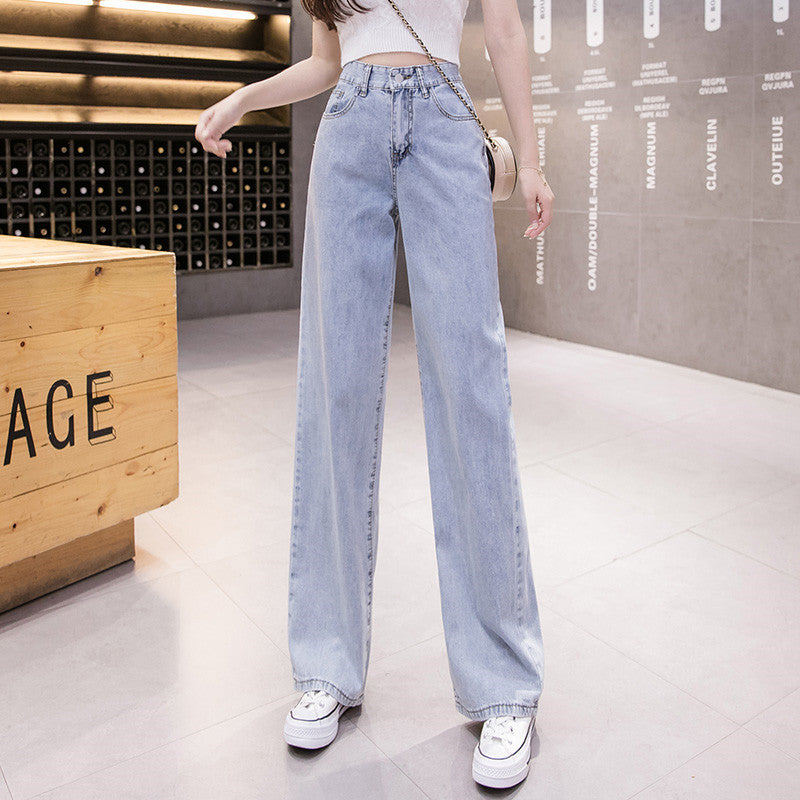 Women's High-waisted Jeans Straight Loose And Slim