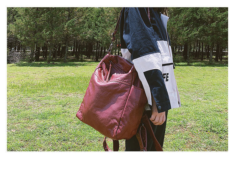 Student School Bag Large Capacity Pu Portable Diagonal Bag Travel Backpack