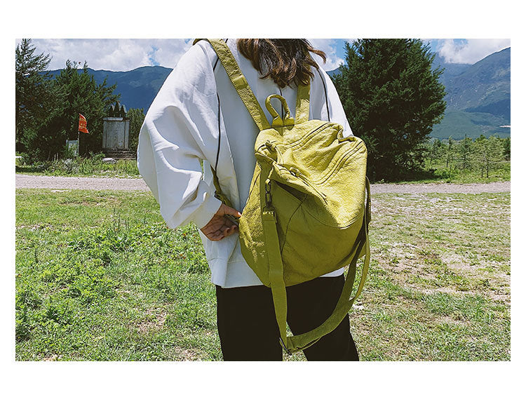 Student School Bag Large Capacity Pu Portable Diagonal Bag Travel Backpack