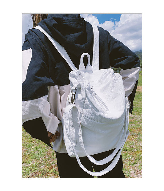 Student School Bag Large Capacity Pu Portable Diagonal Bag Travel Backpack