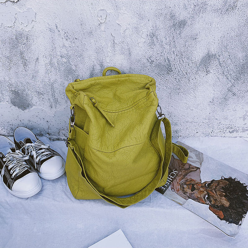 Student School Bag Large Capacity Pu Portable Diagonal Bag Travel Backpack