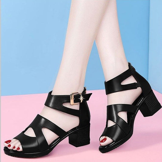 Mid-Heeled High-Heeled Thick-Heeled Roman Fish Mouth Sandals