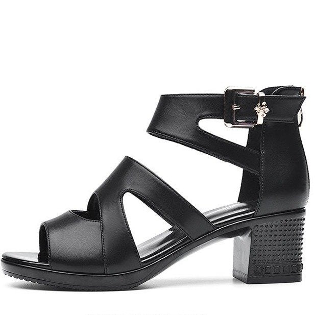 Mid-Heeled High-Heeled Thick-Heeled Roman Fish Mouth Sandals