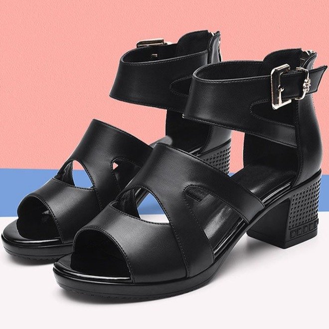 Mid-Heeled High-Heeled Thick-Heeled Roman Fish Mouth Sandals
