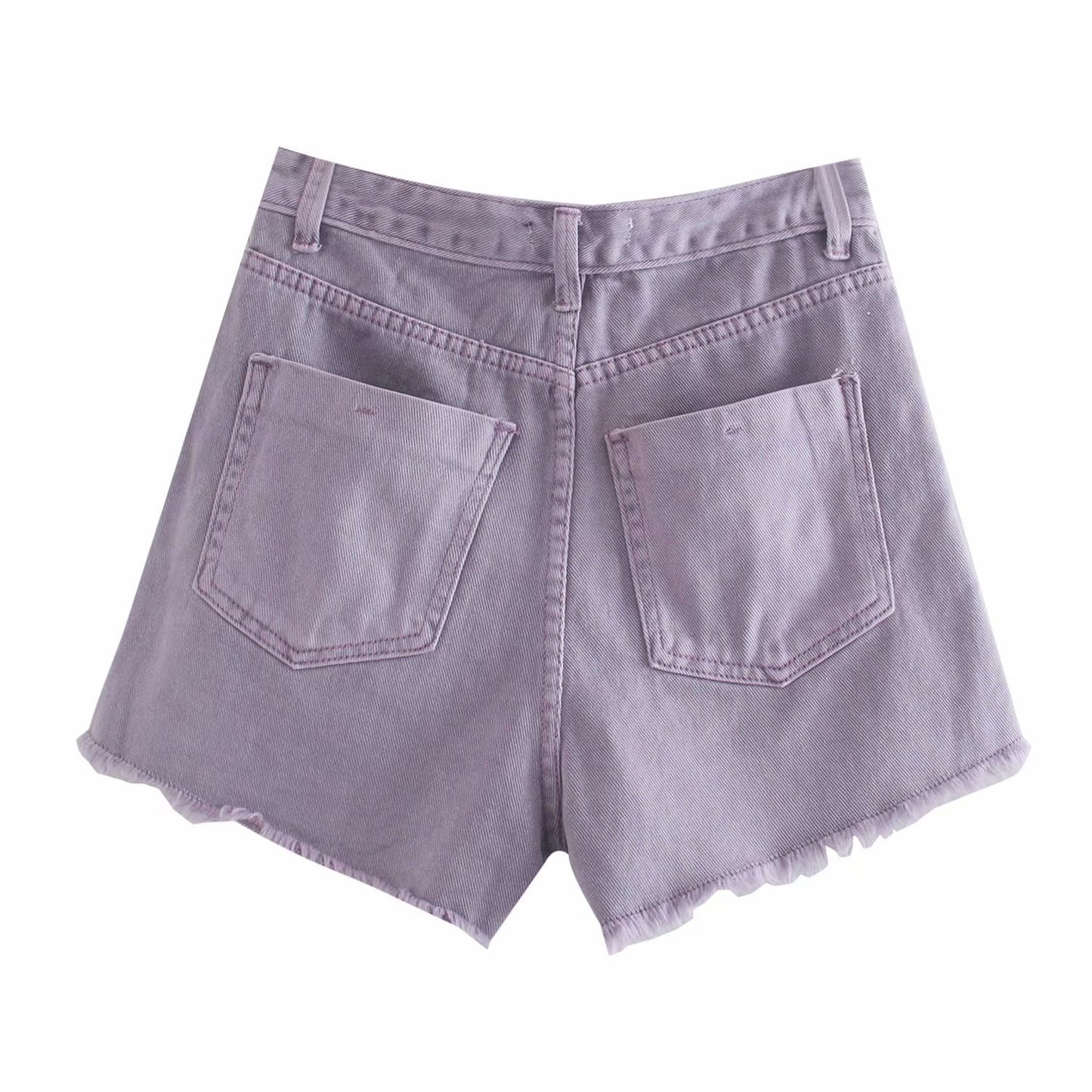 High Waist Temperament Was Thin Button Denim Shorts