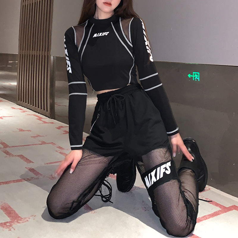 Street DS Hot Dance Dance Dixia Elastic Waist Net Pants Women Jazz Sexy Footwear Overalls