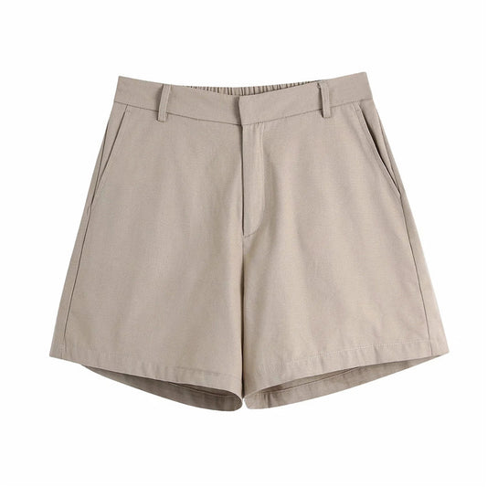 Casual Shorts With Elastic Waist Pleated Decoration