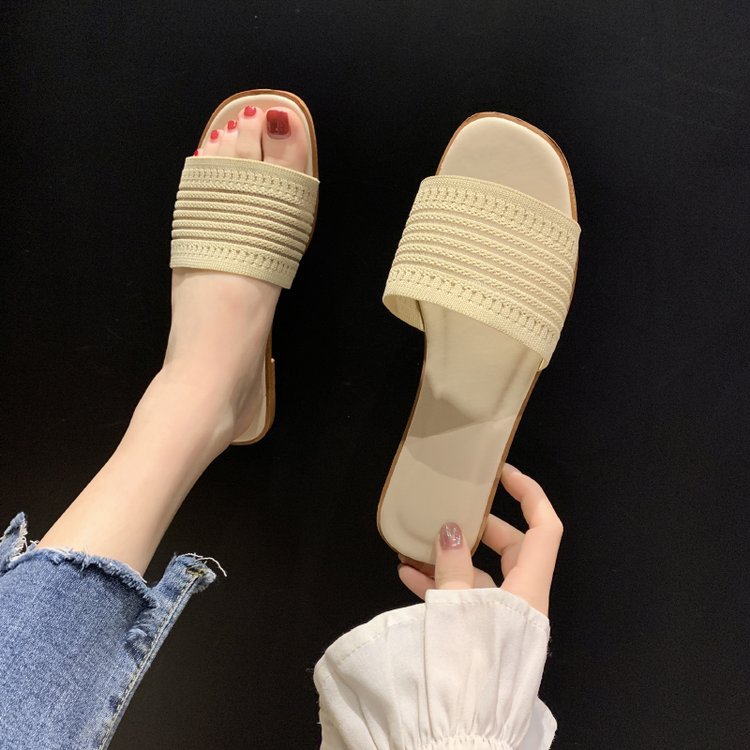 Fashion Slippers Net Celebrity Knitting A Font Student Lazy Drag