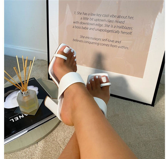 Block Heel Flip Flops Ankle Strap Sandals